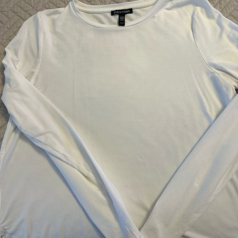 Eileen Fisher White Long Sleeve Top